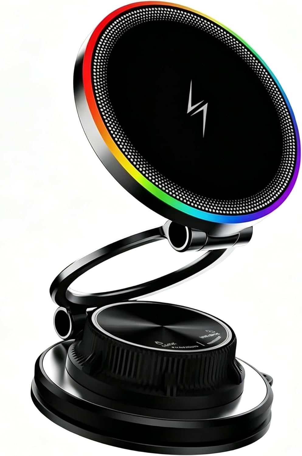 15W Fast Wireless Car Charger Mount, Magnetic Phone Holder for Dashboard & Air Vent, 360 Rotating Foldable Arm, AI Cooling, Strong N52 Magnet & Gel Suction for iPhone 15/14/13, Samsung Galaxy S24