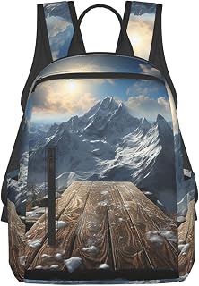 Casual Backpack for Women Men Grandstand the snowy mountain Lightweight Daypack Large Capacity Nurse Bag