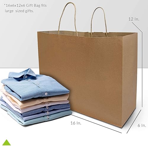 Miniatura 8 de Bolsas de papel marrones  16 x 6 x 12 pulgadas paquete de 200 bolsas de papel kraft de gran tamaño con asas para regalos y envoltura de regalo