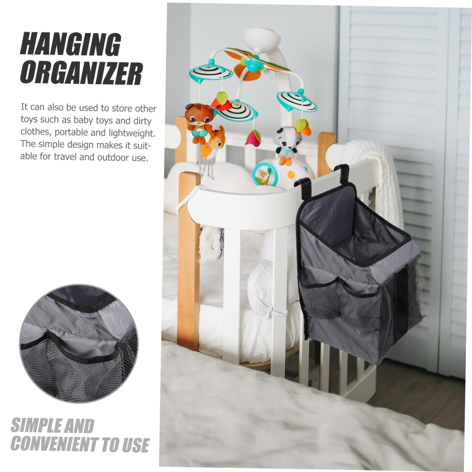 Bolsa Organizadora Colgante para Pañales Multifuncional Soporte de Almacenamiento para Cunas Bolsa de Guardado y Práctica para Bebés para Padres y Regalo de Shower