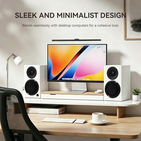 BS4 Powered Bluetooth Bookshelf Speakers, Set of 2, White | 120W Active Speakers with 4 Inch Woofer, aptX Bluetooth & USB Input, HiFi Sound for Home, Studio & Gaming