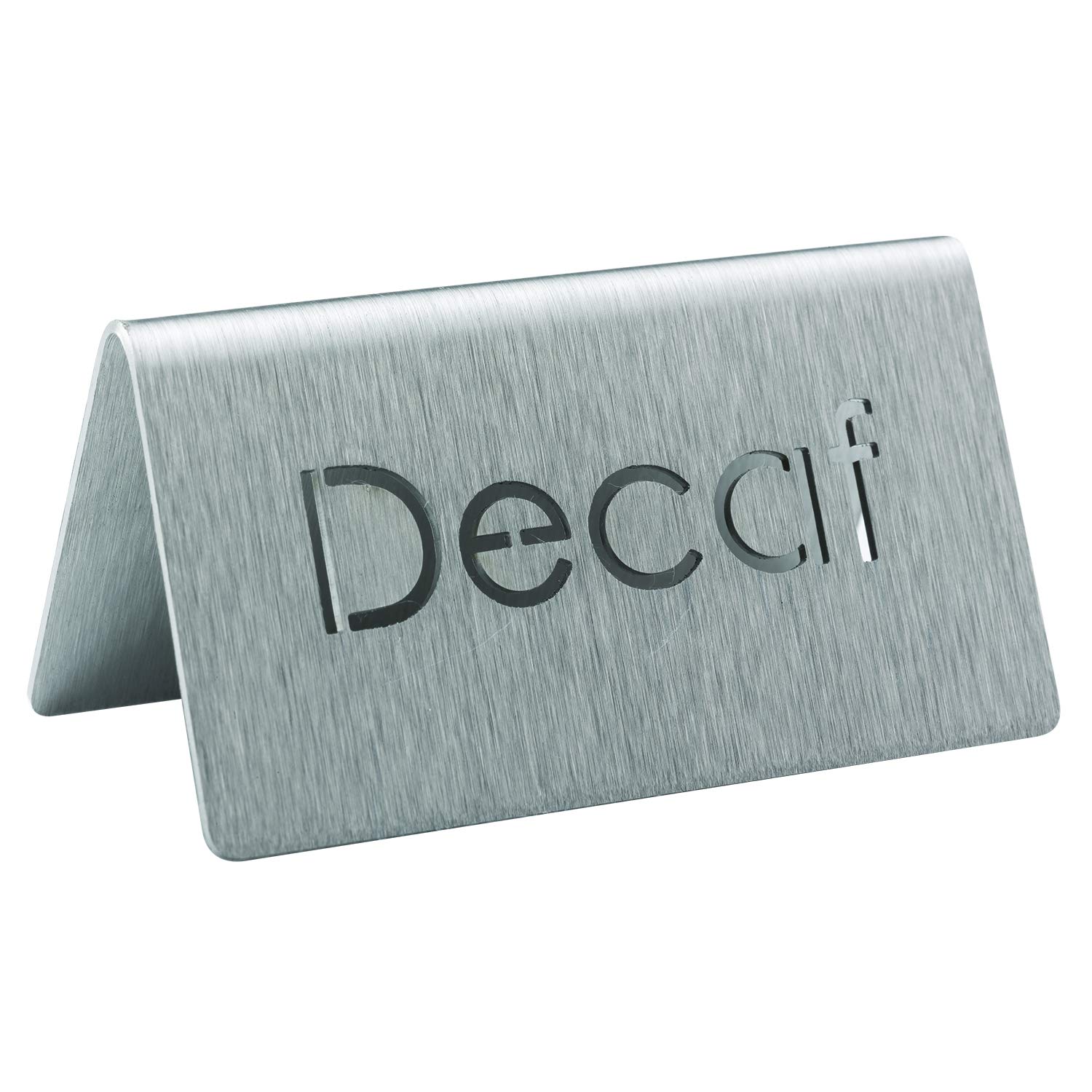 Service Ideas 1C-BF-Decaf-MOD Laser Cut Table Tent, Decaf, Brushed