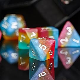 HDdais 7PCS Pansexual-Pride Polyhedral DND Dice Set, Homosexual Flag D&D Dice for RPG and Other Table Games(Matte)