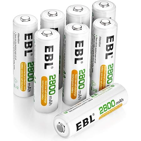 EBL AA Rechargeable Batteries 2800mAh, 8 Counts High Performance 1200 Cycle Ni-MH Batteries