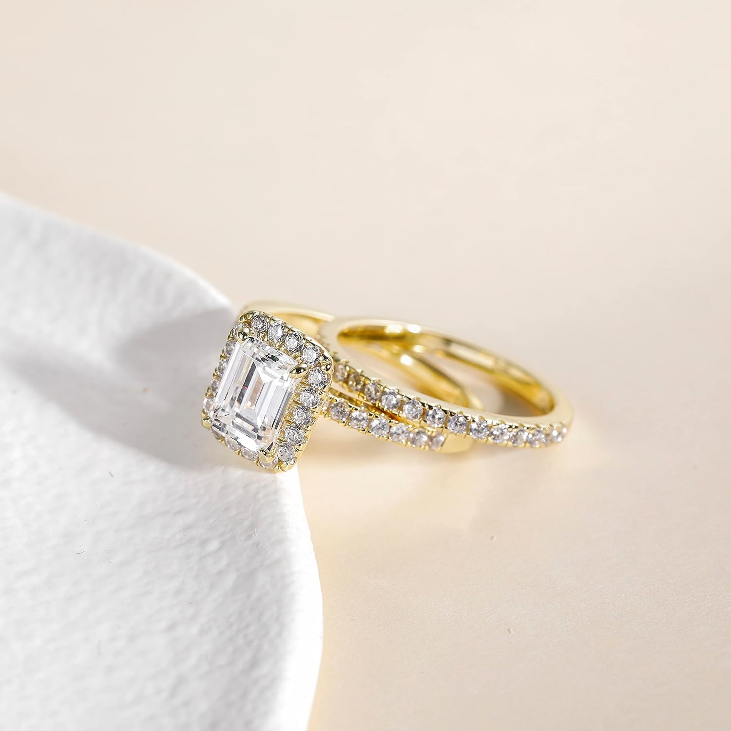 EAMTI 2CT 925 Sterling Silver Bridal Ring Sets Emerald Cut CZ Engagement Vintage Promise Rings Wedding Bands for Women Size 3-12 - Image 3