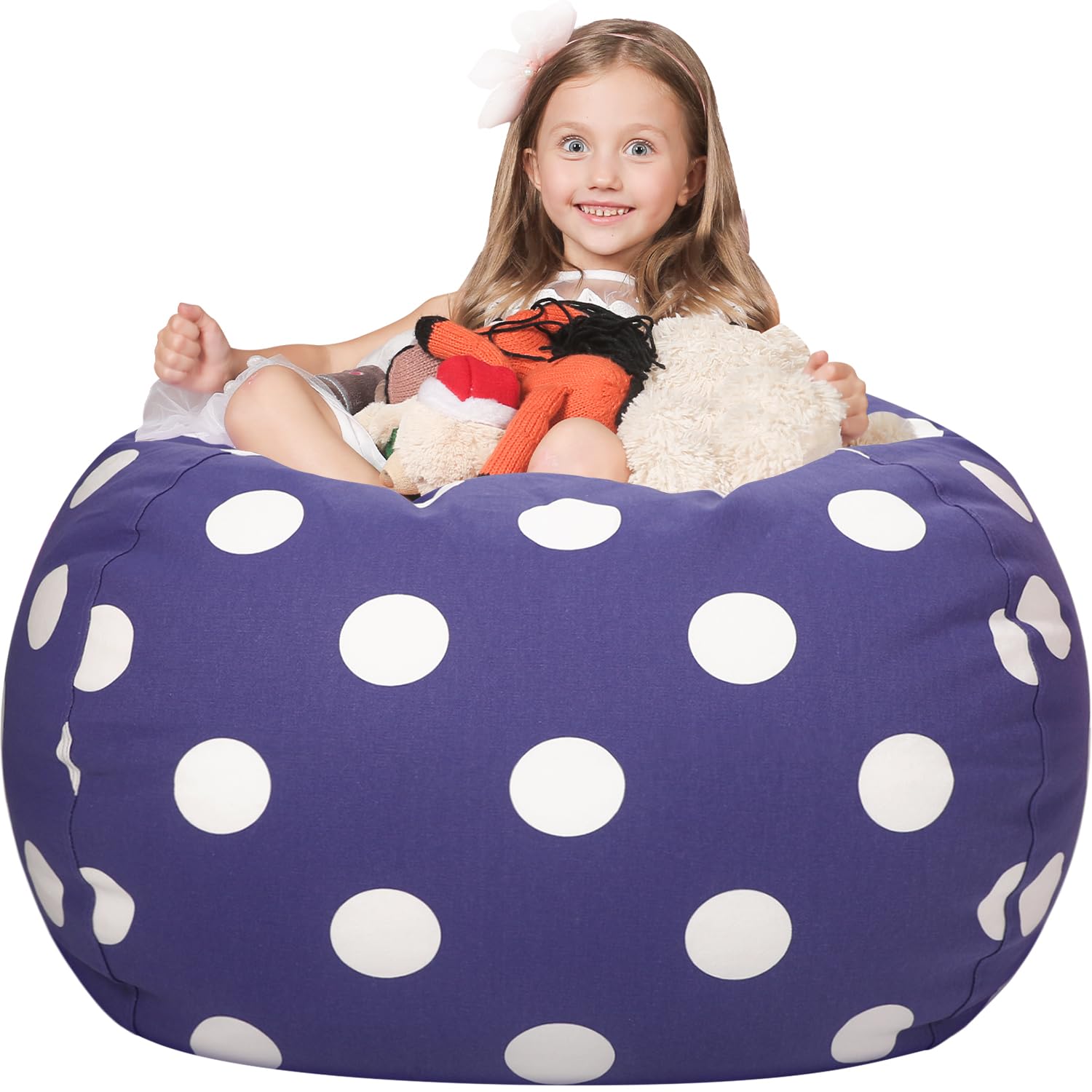 WEKAPO Stuffed Animal Storage Bean Bag Chair Cover for Kids