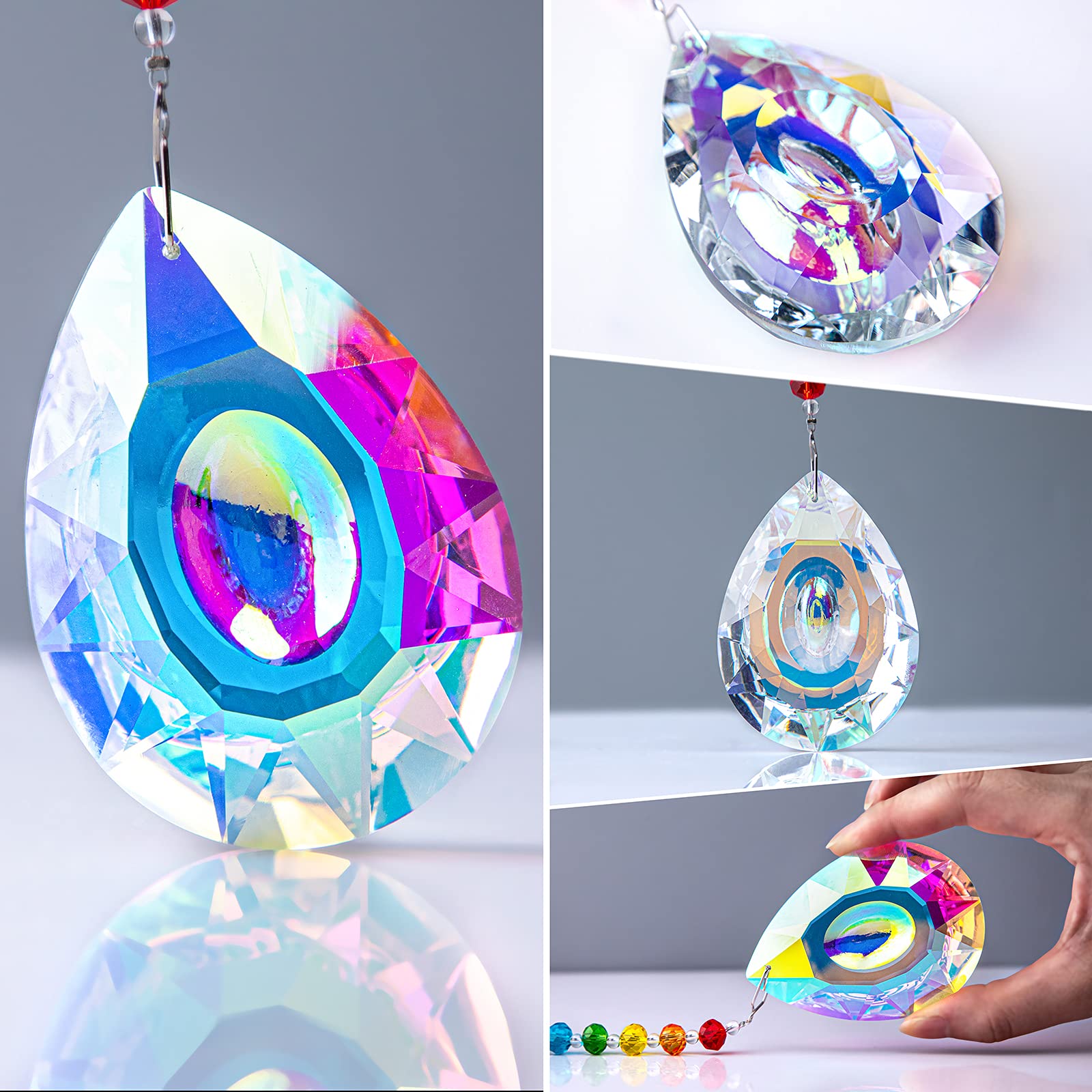 CDIYTOOL 9 Prismi Di Cristallo Appesi Per Finestra | Suncatcher Con Catena A Sfera 30cm | Rainbow Maker Decorazione Casa, Auto, Lampadario - 5