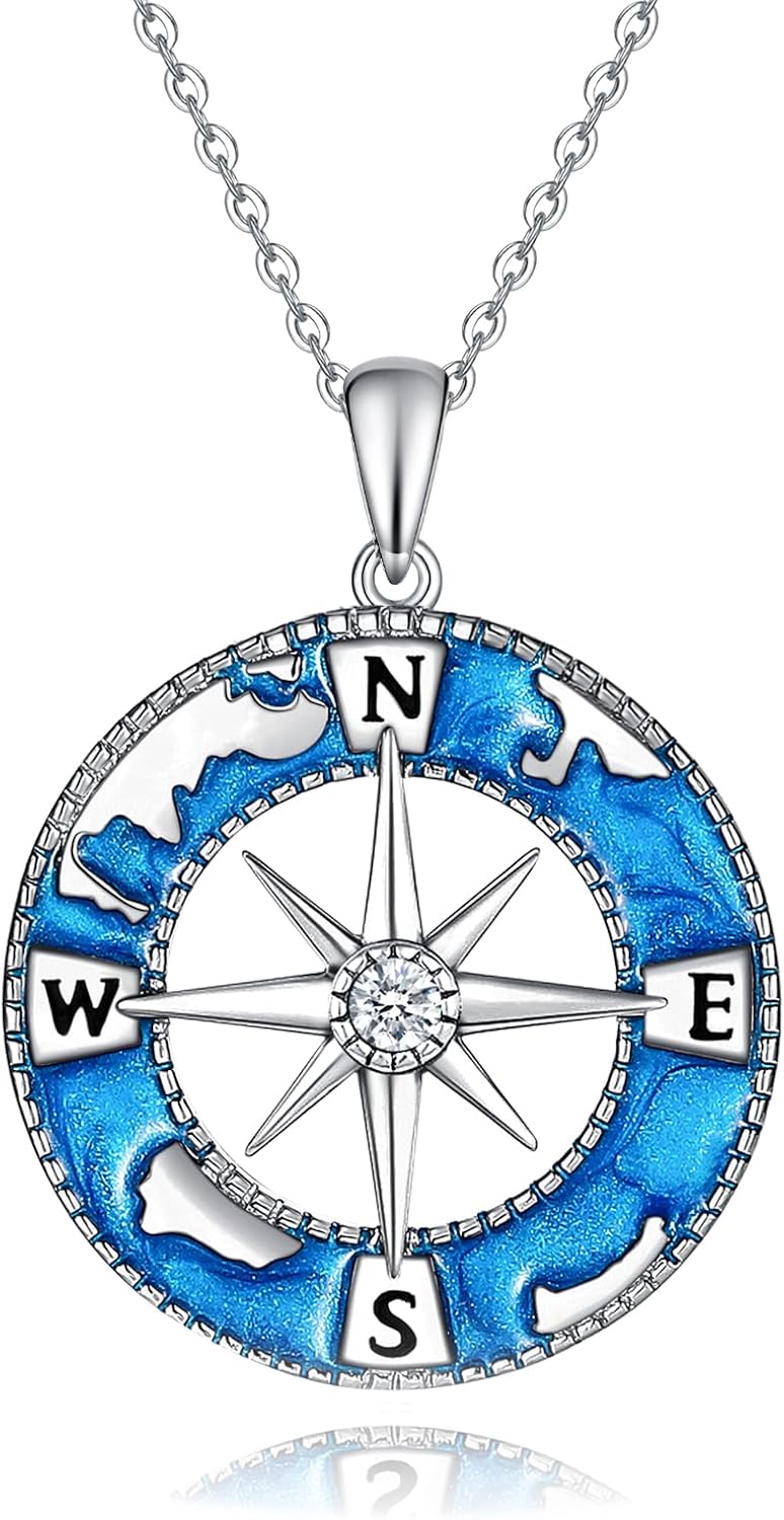 Mountain Sea Voyage Navigation Sterling Silver Graduation Necklace Pendant Jewelry for Women US1