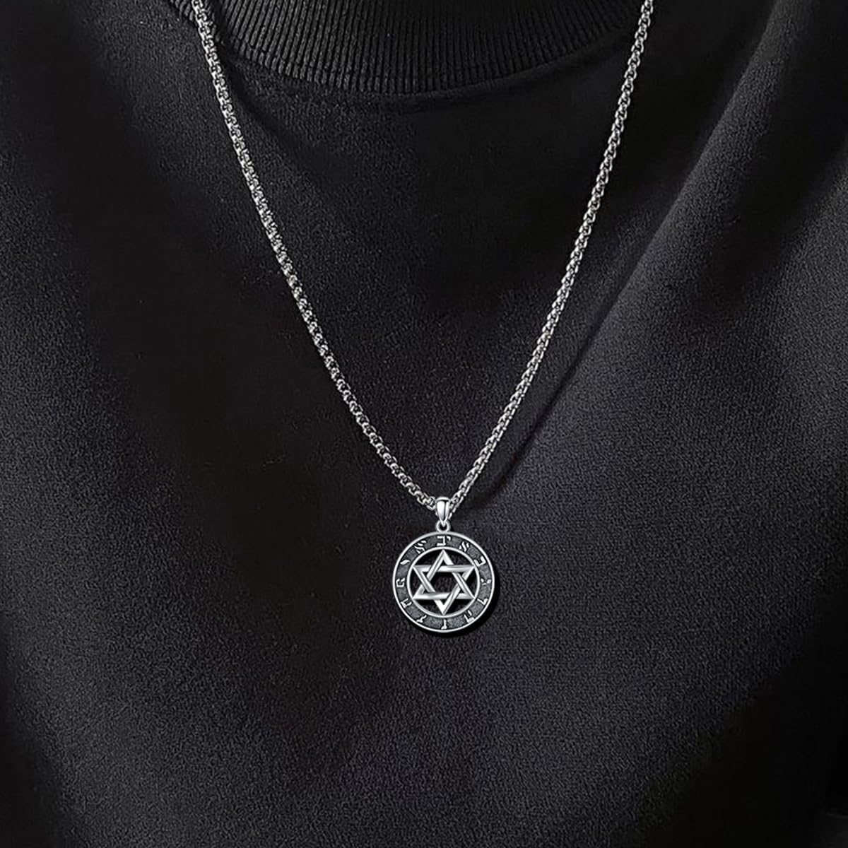 Star of David Pendant Necklace 925 Sterling Silver Jewish Jewelry Gift for Men Women (03-Star of David & Hebrew 01) - Image 4