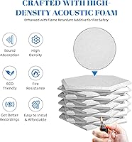 Vista 5 de Paquete de 15 paneles hexagonales de espuma a prueba de sonido para paredes, paneles acústicos de 12" x 11" x 0.35" de alta densidad que absorben