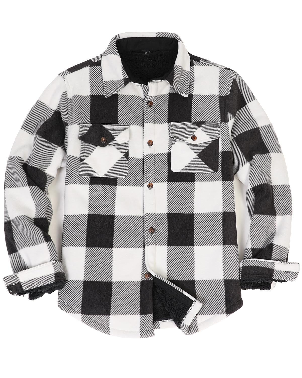 LisskoloMen's Warm Sherpa Flannel Shirt Jacket Heavy Fleece Lined Plaid Button Up Jackets