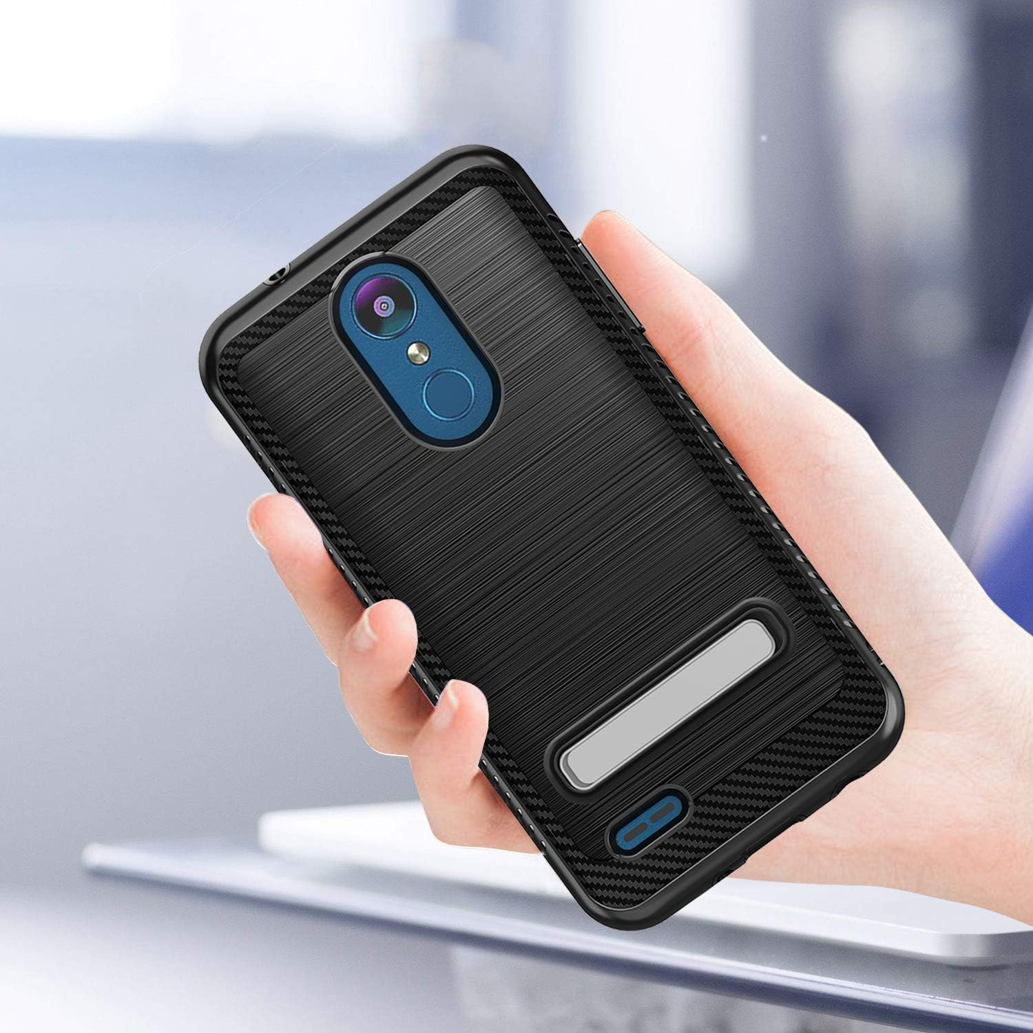 Androgate for LG Rebel 4 LTE Phone case, Aristo 3/ Phoenix 4/ Aristo 2/ Aristo 2 Plus/Tribute Dynasty/Fortune 2/ K8 2018/ Zone 4 Case, Shock-Absorption Protective Cover Case with Kickstand, Black
