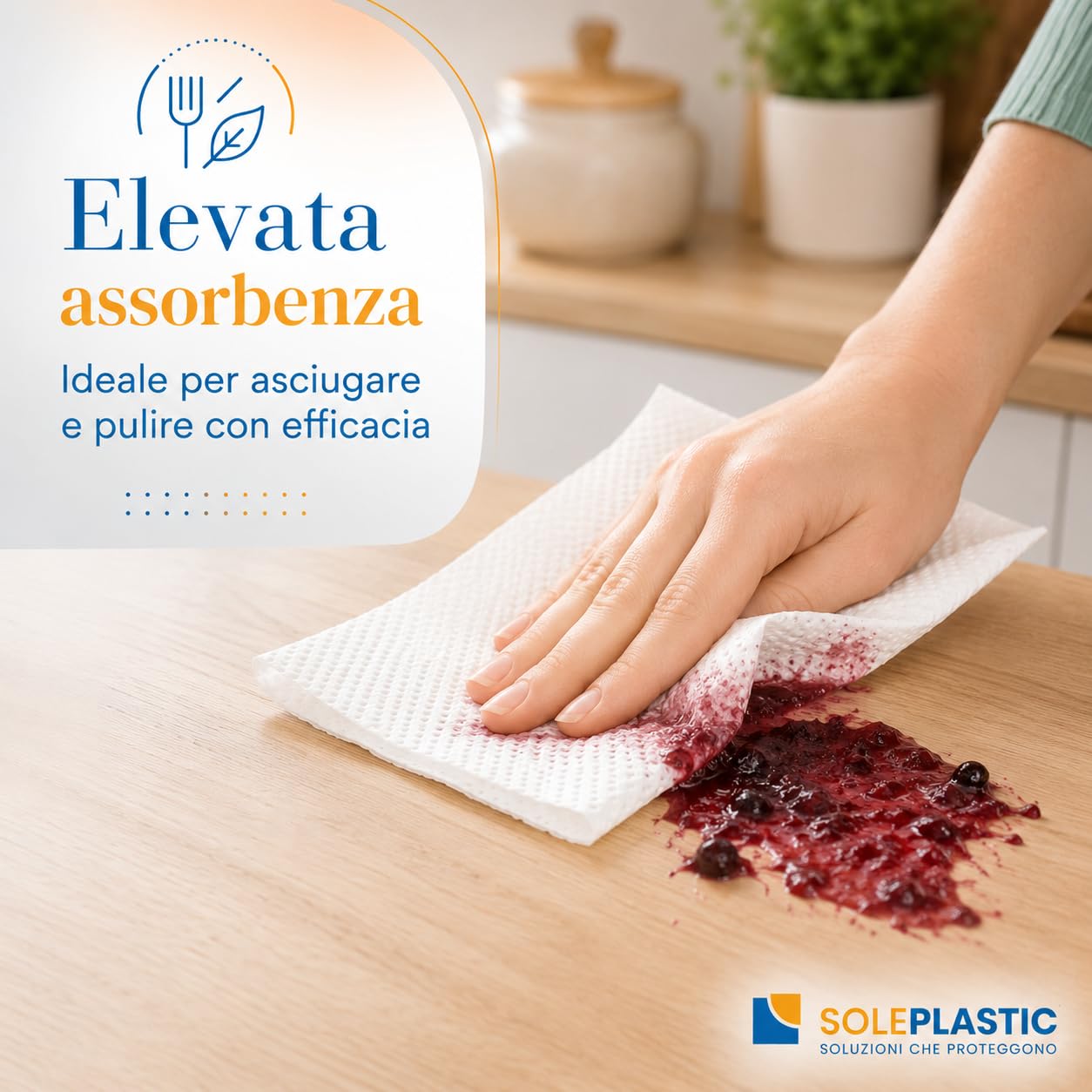 10 Bobine x 800 Strappi Rotoli Carta Cucina - TOTALE 8000 STRAPPI | Pura Cellulosa ad Alta Assorbenza, Carta Asciugatutto Domestico e Industriale 2 Veli, Idonea al Contatto Alimentare