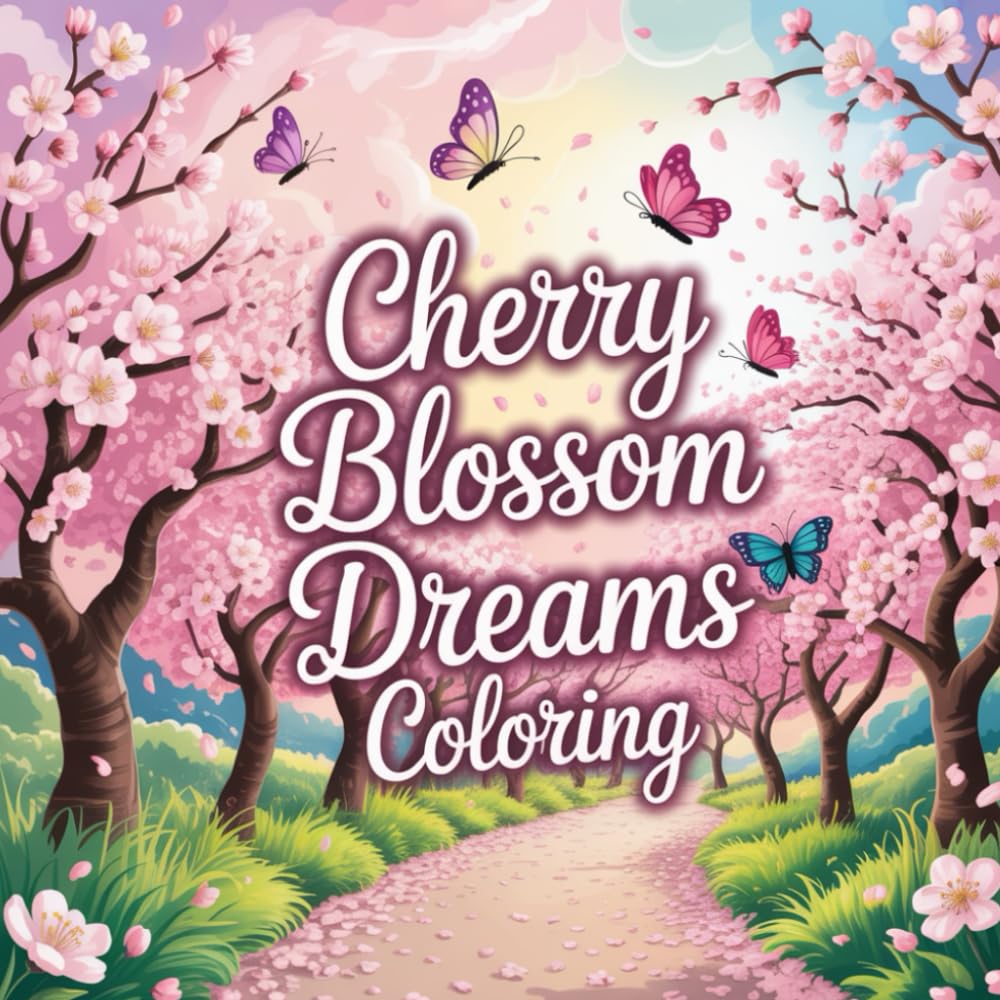 Cherry Blossom Dreams Coloring: A cute coloring book for kids, kawaii coloring book, Coloring Book for Adults and Kids