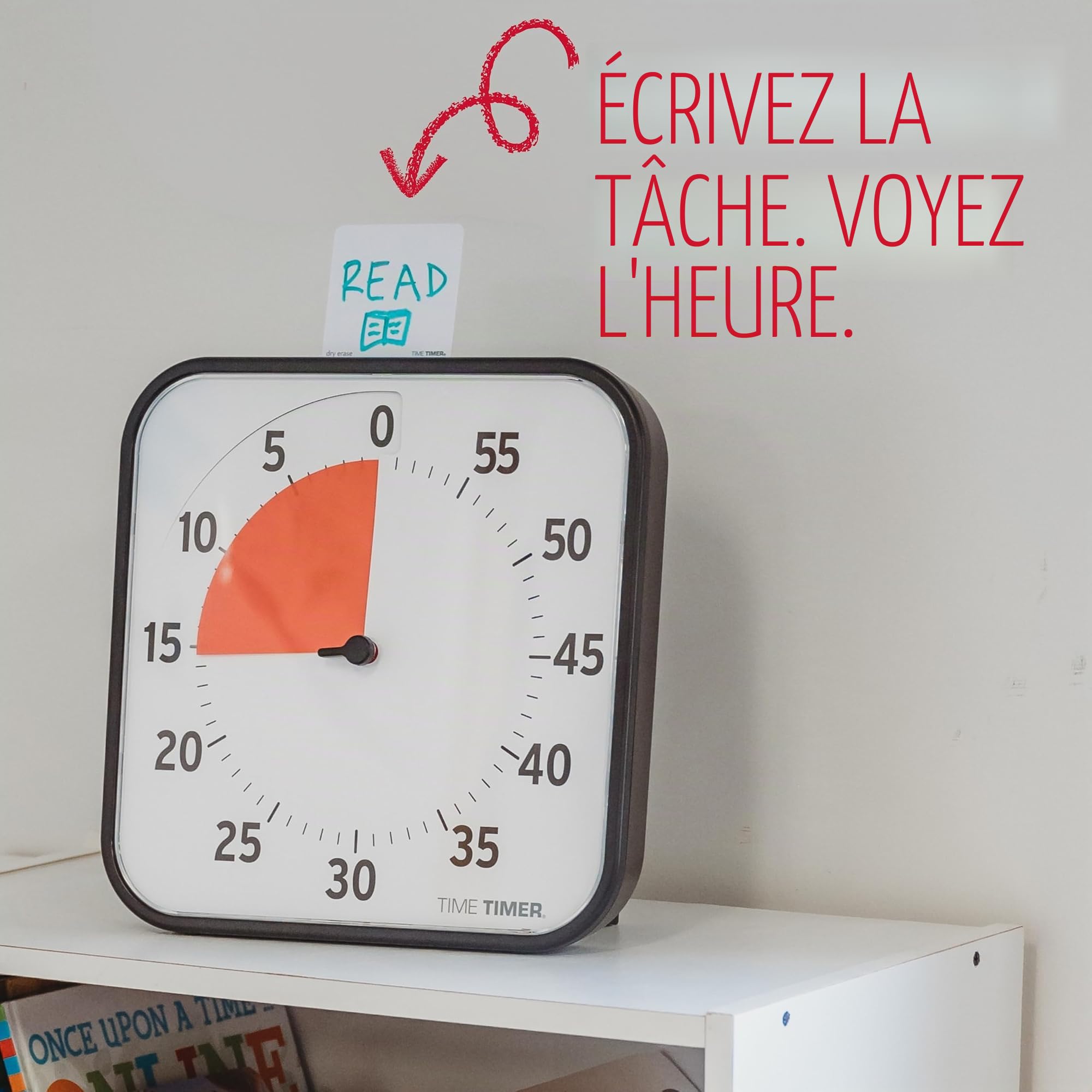 Time Timer Original Large, 30x30x4cm - Minuterie Visuelle de 60 Minutes Magnétique - Compte à rebours de la Salle de Classe ou de la réunion pour Enfants et Adultes (Noir)