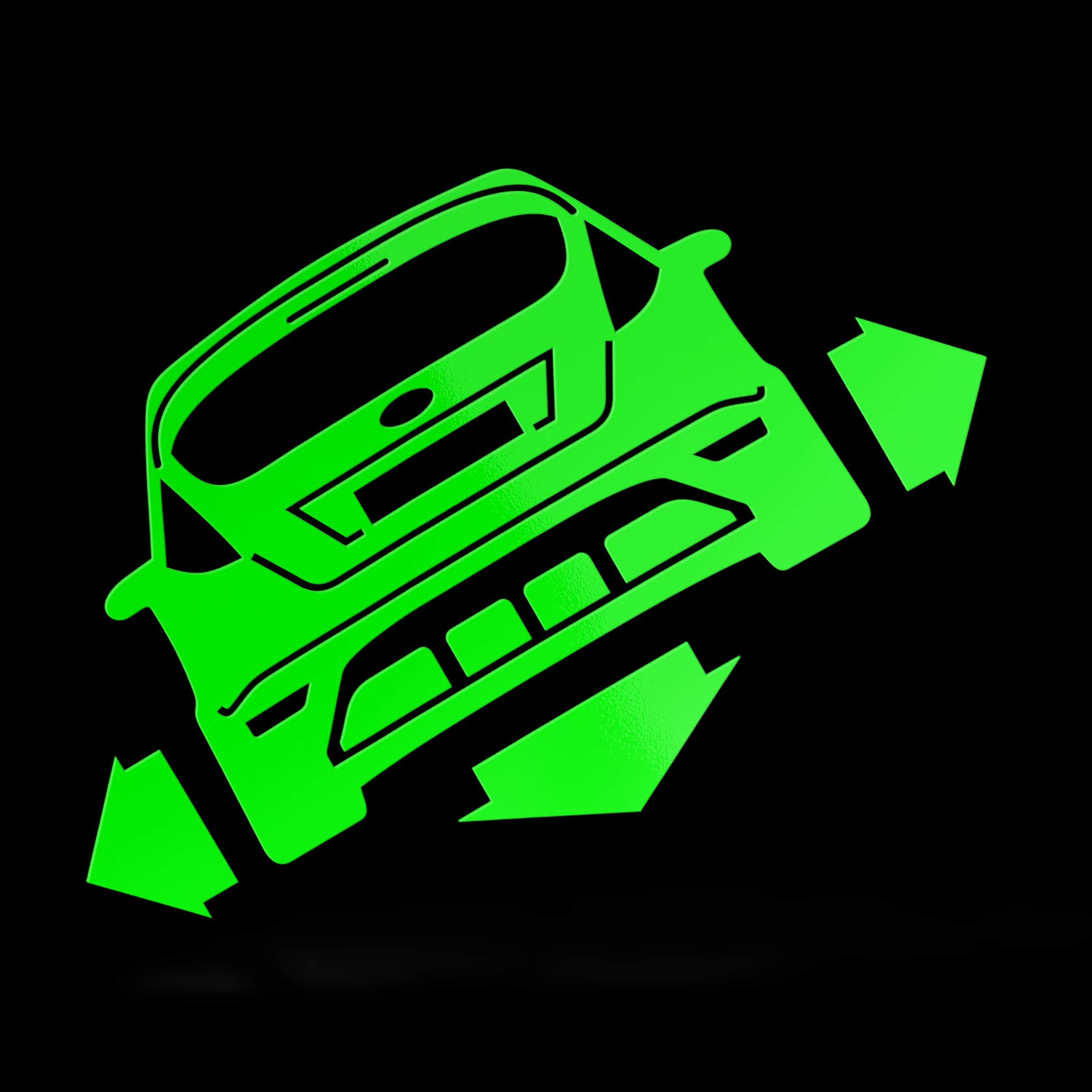 ERREINGE Sticker compatibile per FORD FIESTA DOWN OUT DUB JDM TUNING VERDE FLUO Adesivo prespaziato in PVC per Auto Lunotto Finestrino - cm 35