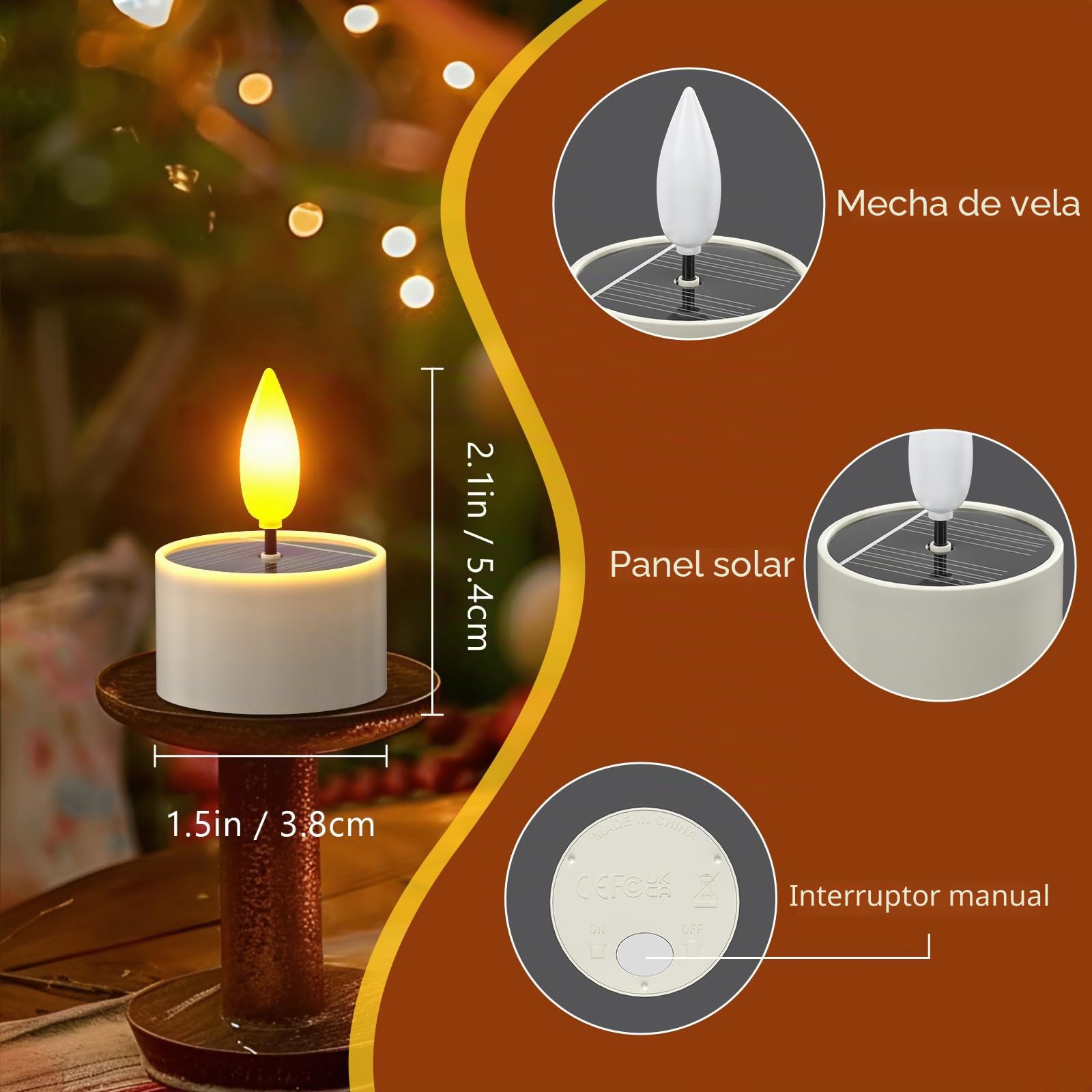 PChero 12pcs LED velas solares al aire libre a prueba de agua, recargable de la batería de las luces del té velas parpadeante para Jardín Linterna Camping Decoración del hogar