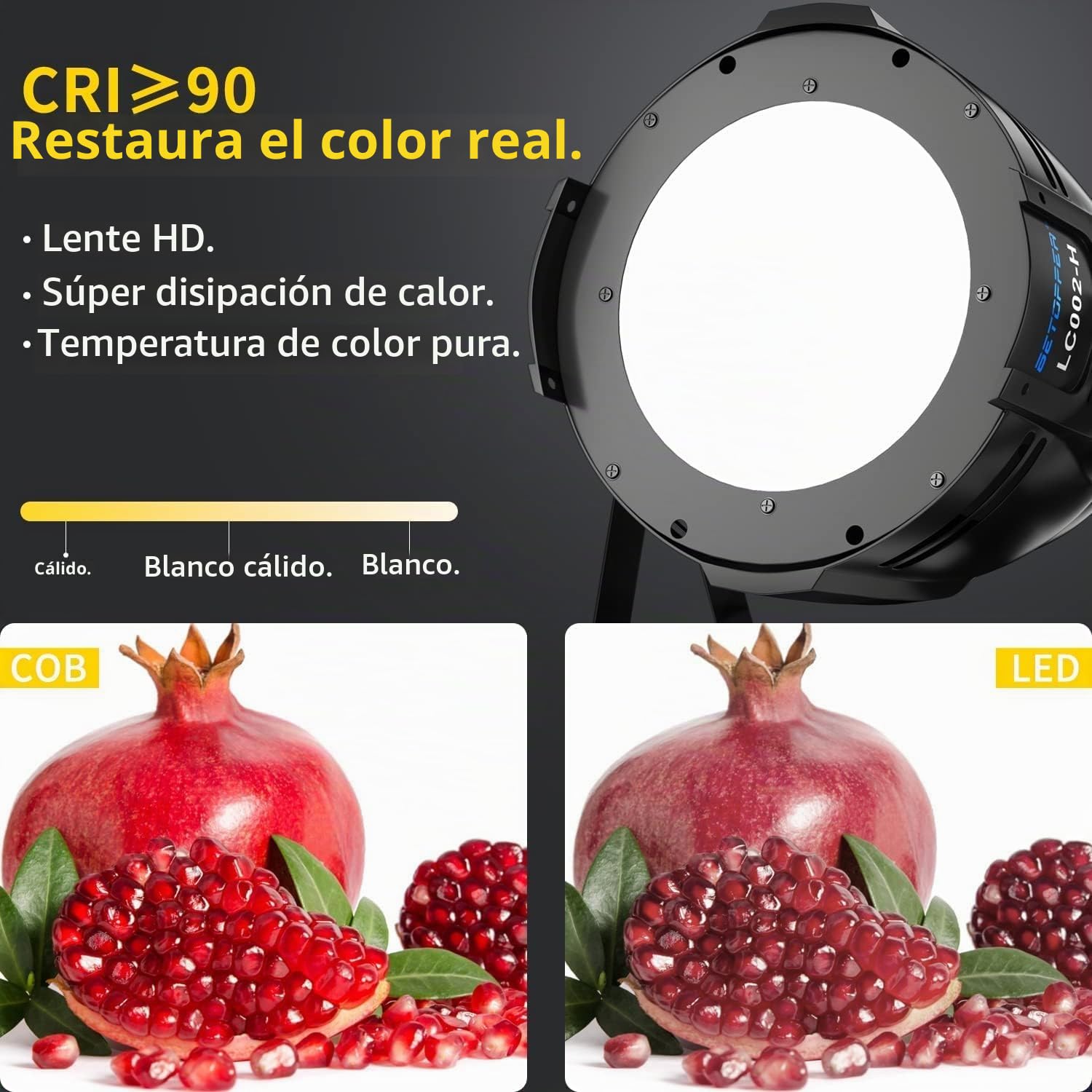 BETOPPER Foco PAR LED DMX 200W COB - Luz Escenario DJ, Blanco Ajustable Cálido/Frío, Efectos Auto/Flash | Para Discotecas, Bodas, Teatro y Eventos LC002