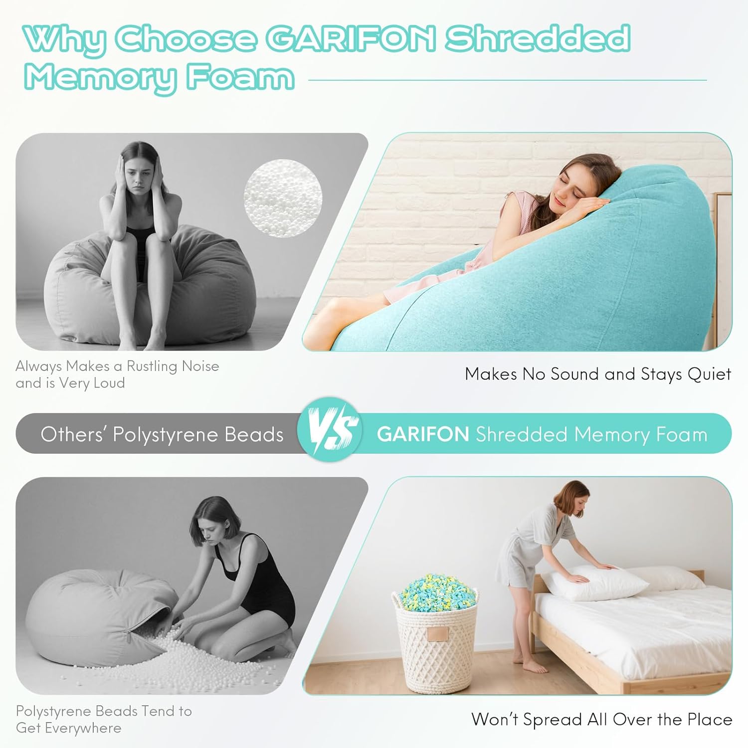 Bean Bag Filler, 6lbs Shredded Memory Foam Filling, Bean Bag Chair Filling Stuffing, Bean Bag Refill Insert, Punching Bag Filler, Pillow Filler Stuffing for Stuffed Animals/Arts Crafts(Multi) - Image 4