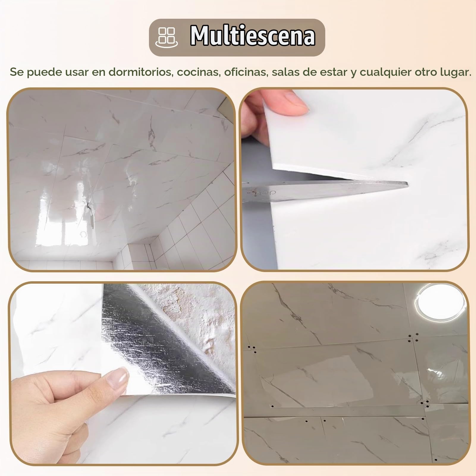 Azulejos de Techo Paneles Autoadhesivos para Techos, Placas para Azulejos, Paneles de Techo de Fácil Instalación para Paredes de Vinilo o Yeso, Decoración Rectangular para Techos y Paredes de Baño.(C,