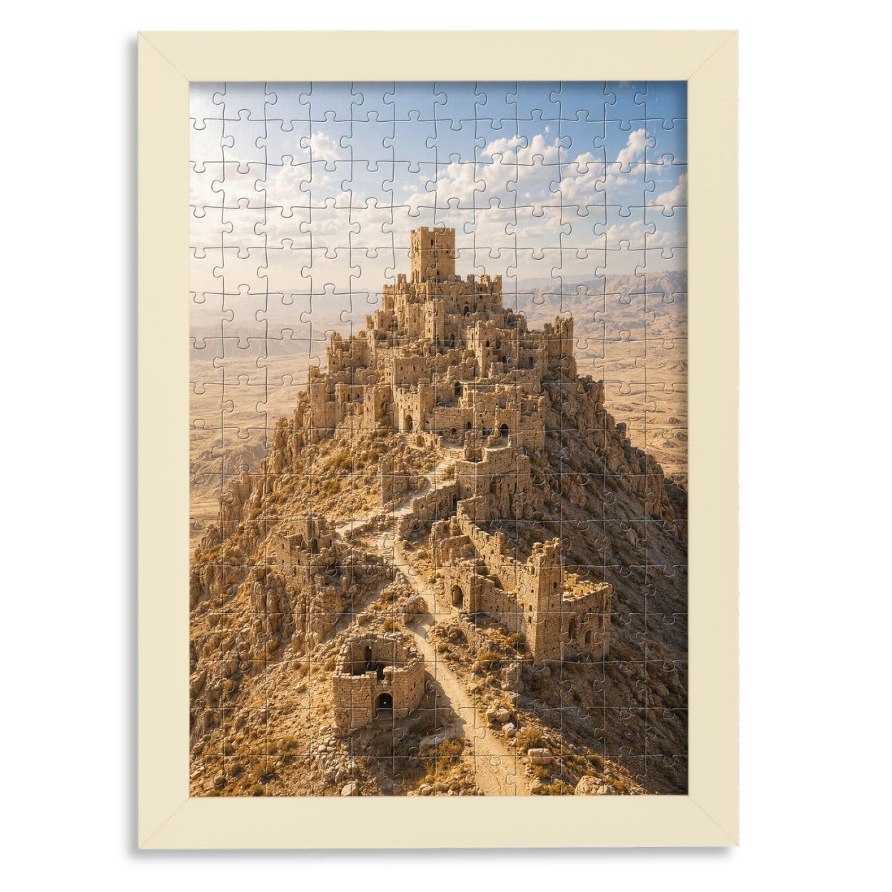 CLAMARO 'PUZZLED' Puzzle Frame for 48 x 68.3 cm Puzzle - Puzzle Picture Frame in Beige Decor - Picture Frame with 30 mm Wide MDF Wood Frame Including Acrylic Glass and Back Panel