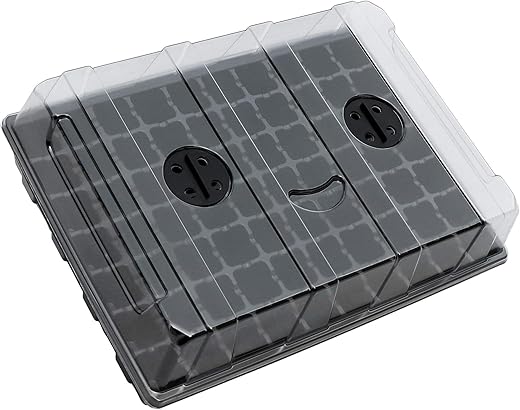 Gardzen Seed Starter Tray, 5 Pack Smiling Face Plant Germination Trays with Total 350-Cell, Seed Starter Kit with Humidity Vented Domes and Bases for Starting Vegetable Flower Herb Seeds 18" x 14"