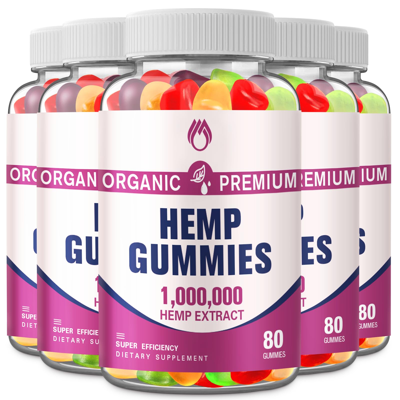 6PCS Hemp Gummies High Potency Hemp Supplement Pure Natural Oil Extract Edible