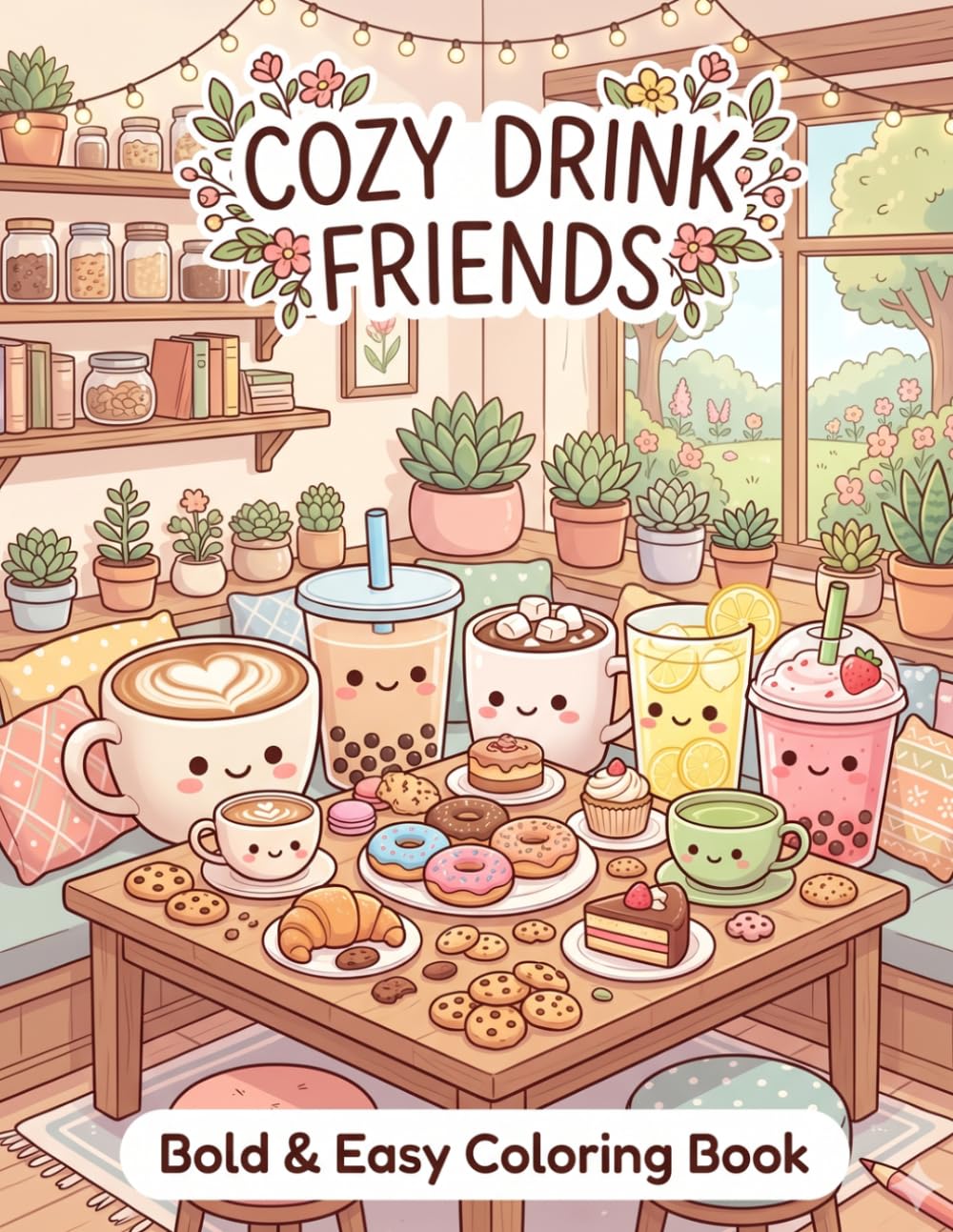Cozy Drink Friends: Bold & Easy Coloring Book