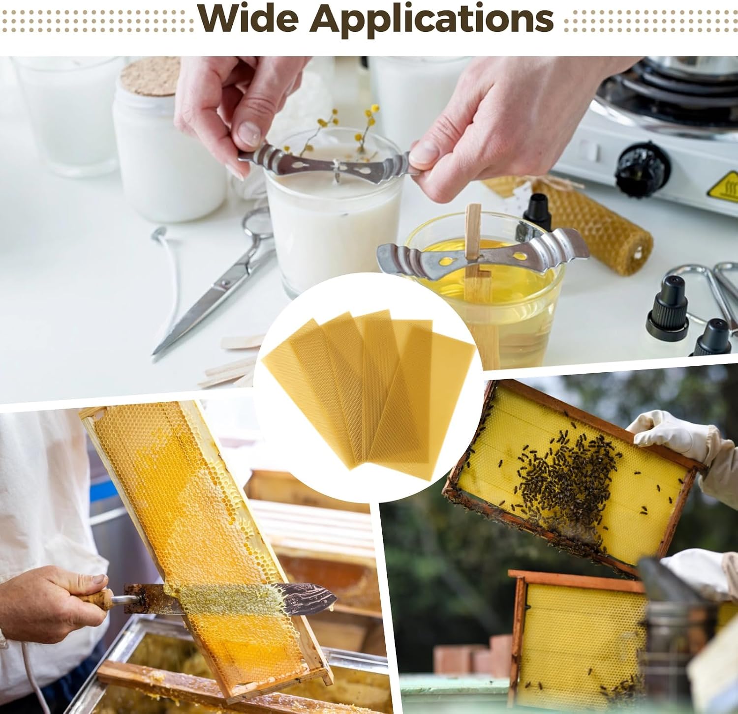 30 Beeswax Sheets For Candle Making, Natural Wax Foundations 16.3 X 7.7 In, Sweet Scent, Easy Roll, For Beekeeping & Diy
