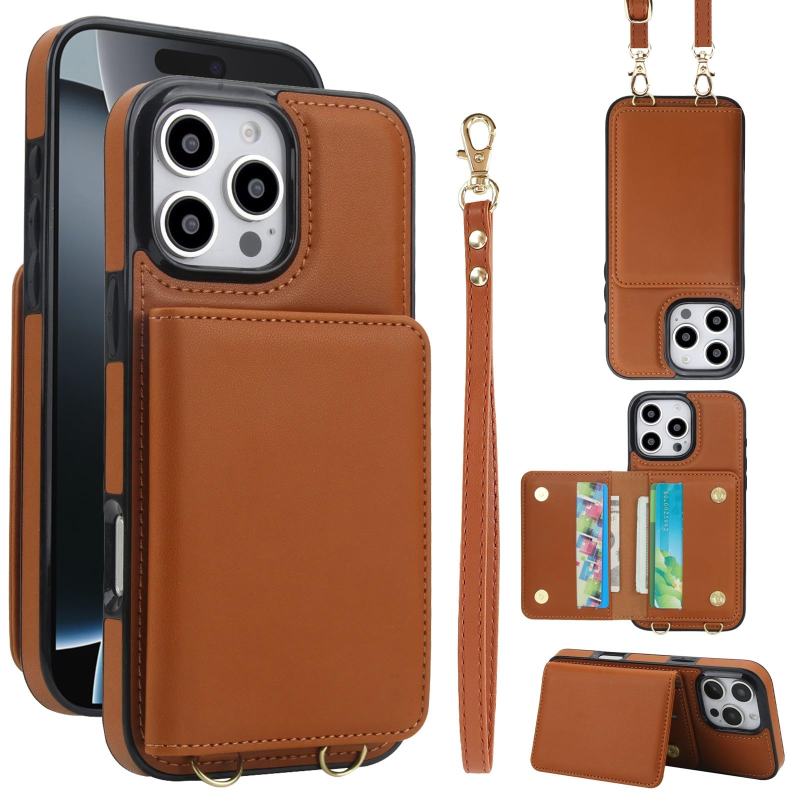 Étui portefeuille iPhone 11 cuir protection RFID et sangle amovible - 8