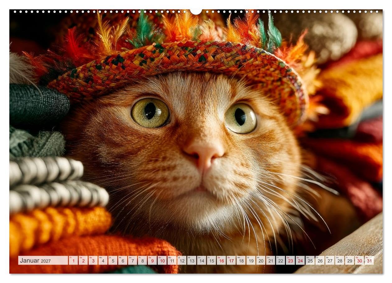 Katzen - Jeder Moment ein Abenteuer (hochwertiger Premium Wandkalender 2027 DIN A2 quer), Kunstdruck in Hochglanz: Chaos mit Charme (CALVENDO Tiere)