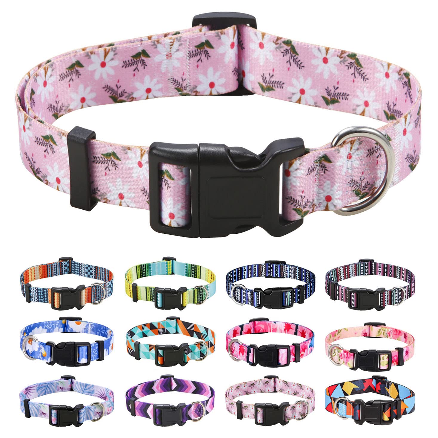 Mihqy Dog Collar for Small Dogs, Cute Small Medium Large Dog Pet Collar, with Floral Patterns, Soft Adjustable for Boy Girl Female Male Puppy Dog Collar(Floral Blue,S) — view 55