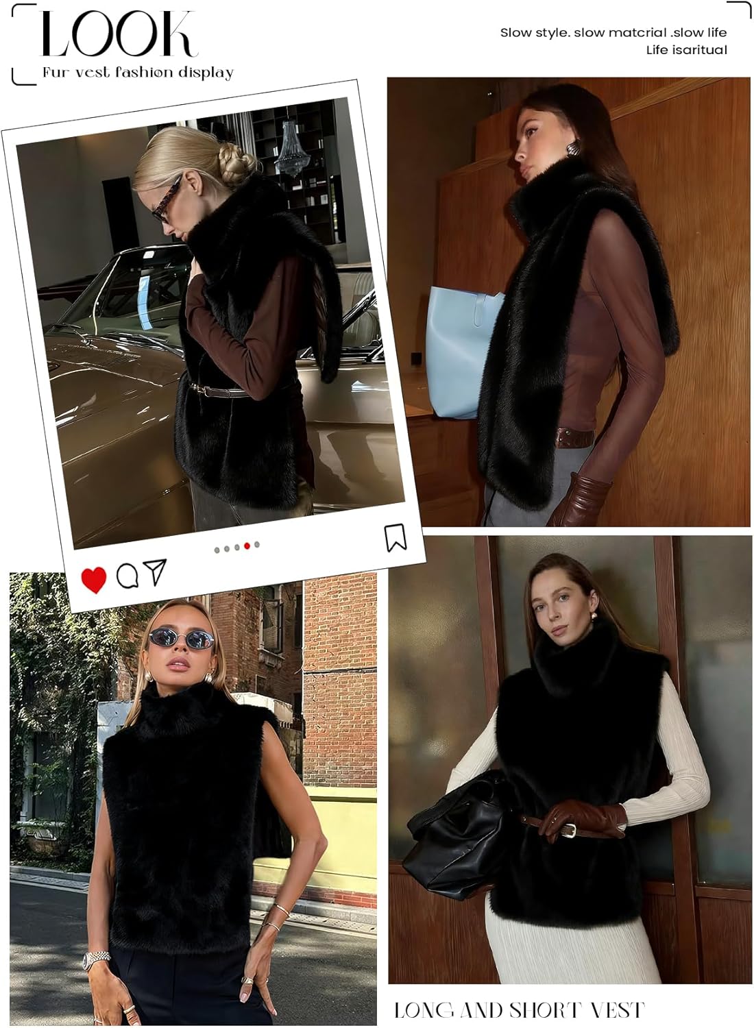 Yimoon Faux Fur Vest for Women Fuzzy Turtleneck Sleeveless Pullover Shawl Winter Warm Vest Top Outwear - Image 6