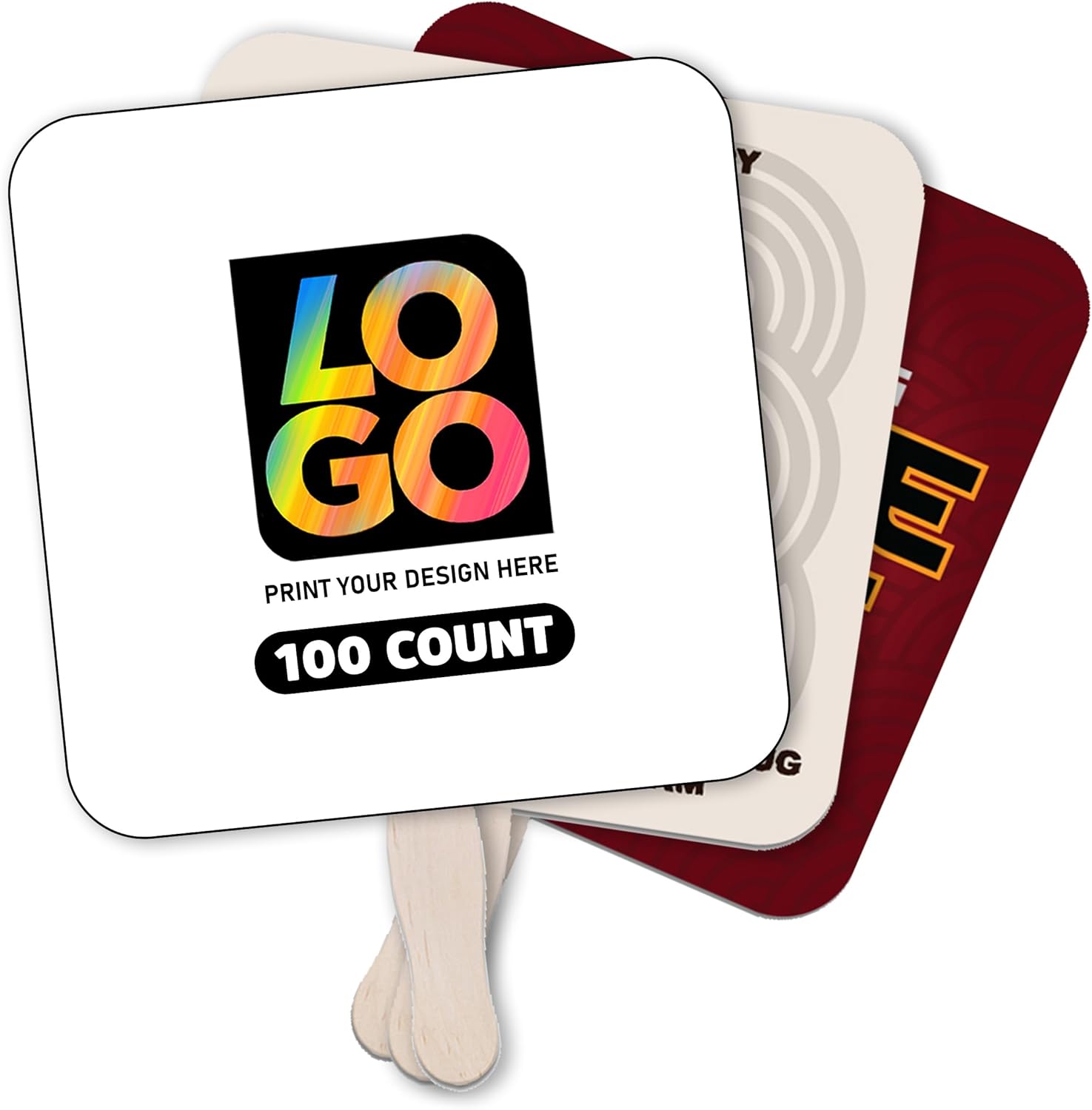 Custom Rounded Square Hand Fans for Effective Brand Promotion & Public Awareness Campaigns – Stay Cool While Maximizing Visibility(Qty 100)