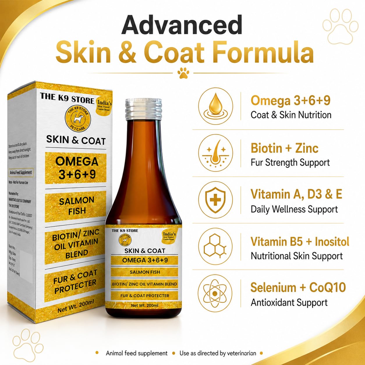 Mobi Skin & Coat Supplement for Dogs & Cats | Salmon Fish Oil with Omega 3 6 9, Biotin & Zinc | Dog Fish Oil Supplement for Healthy Skin, Shiny Coat & Hair Wellness | Liquid Formula 100 ML 1