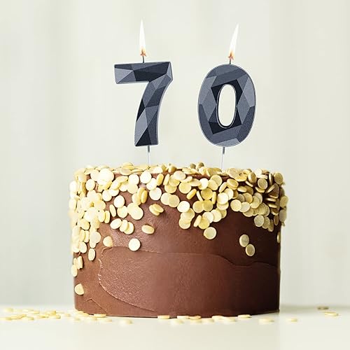 Miniatura 29 de Nuanchu Velas de cumpleaños número 21 y 12 con forma de diamante 3D, velas numéricas de feliz cumpleaños 21 para decoración de boda, fiesta Dorado