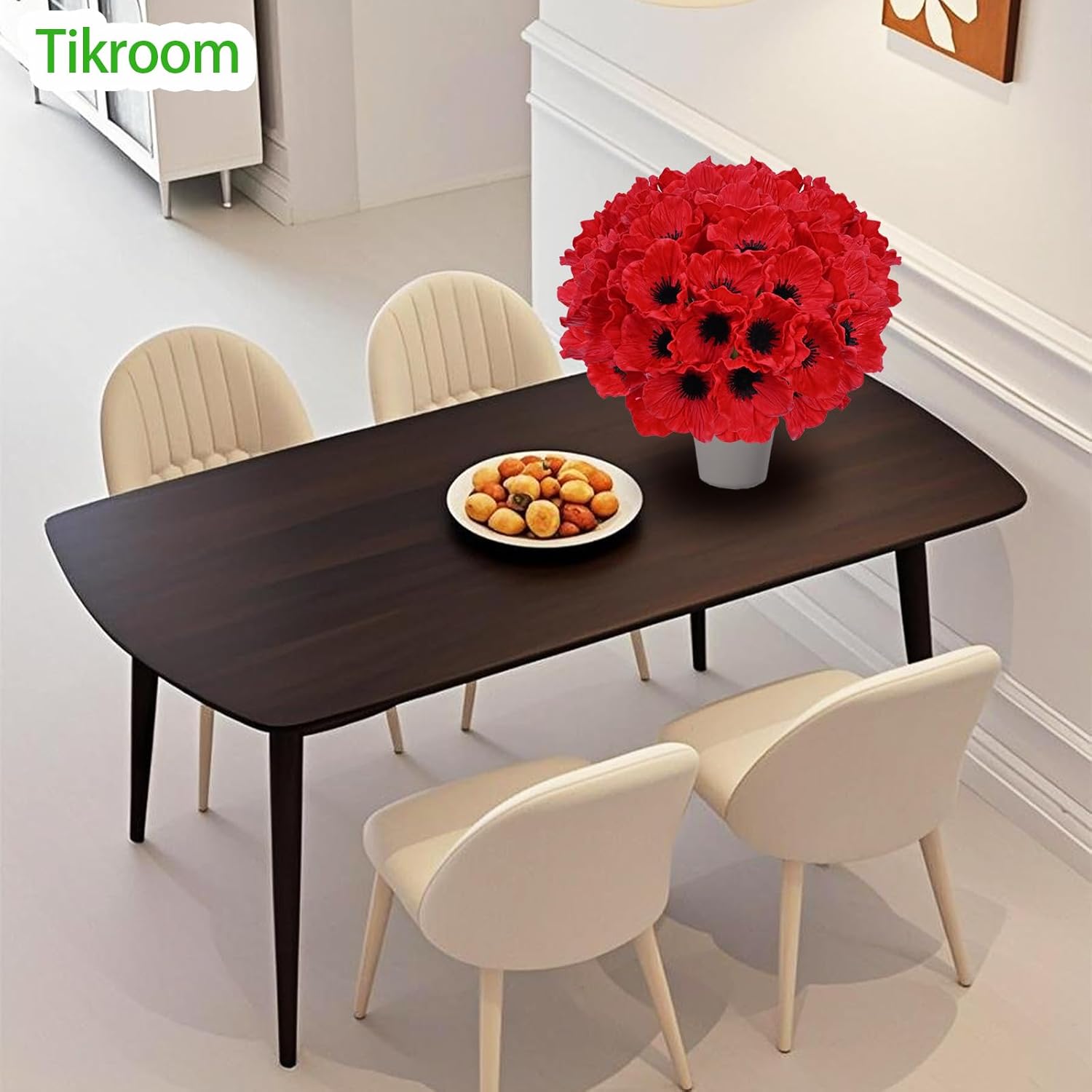 30Pcs Red Poppy Artificial Flowers 11" Real Touch No Fade PU Fake Flowers for Valentine's Day Gifts Wedding Centerpieces Bridal Bouquets Home Decor Vase DIY Arrangements Memorial/Veterans Day