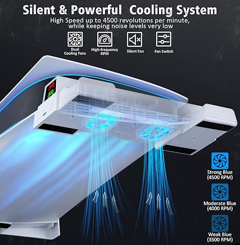 Miniatura 2 de OIVO Soporte horizontal para PS5 con ventilador de refrigeración de 3 niveles y cargador de controlador PS5 para consola Playstation 5 PS5 estación