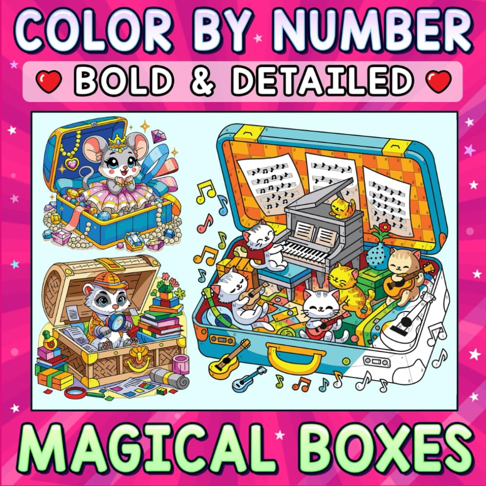 Color By Number Bold & Detailed Magical Boxes: Secret Tiny Worlds Filled with Cute Animals and Enchanting Scenes