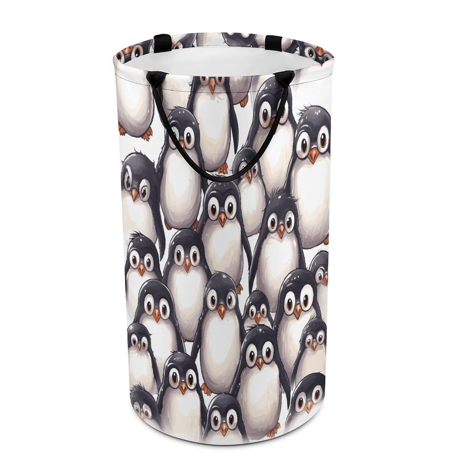 Cute Baby Penguins Sketch Laundry Basket Freestanding Laundry Hamper with Handles Waterproof Dirty Clothes Hamper Collapsible Washing Bin Aesthetic Clothes Basket for Bathroom Bedroom Dorm