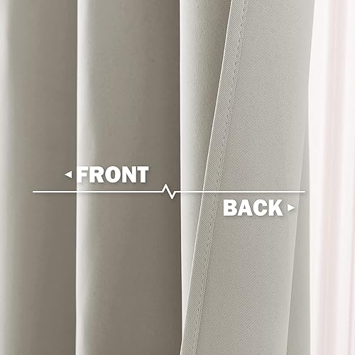 Miniatura 4 de NICETOWN Cenefas opacas naturales para tratamiento de ventanas de 24 pulgadas de largo, con aislamiento térmico sólido con ojales para dormitorio y