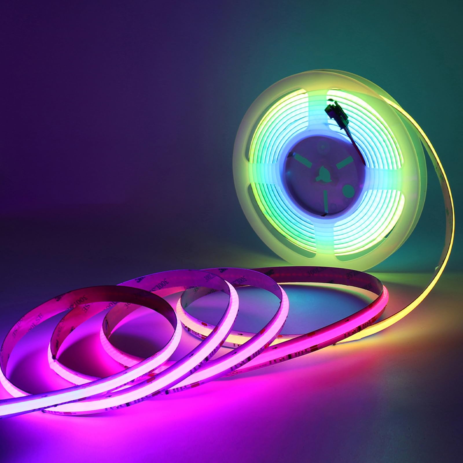 MALIIGAZA Addressable RGB COB LED Strip with WS2811 IC, 5m 24V 3600 LEDs Flexible 12mm White PCB for Gaming, TV Backlight, Indoor Decor Lighting (Controller & Power Not Included)