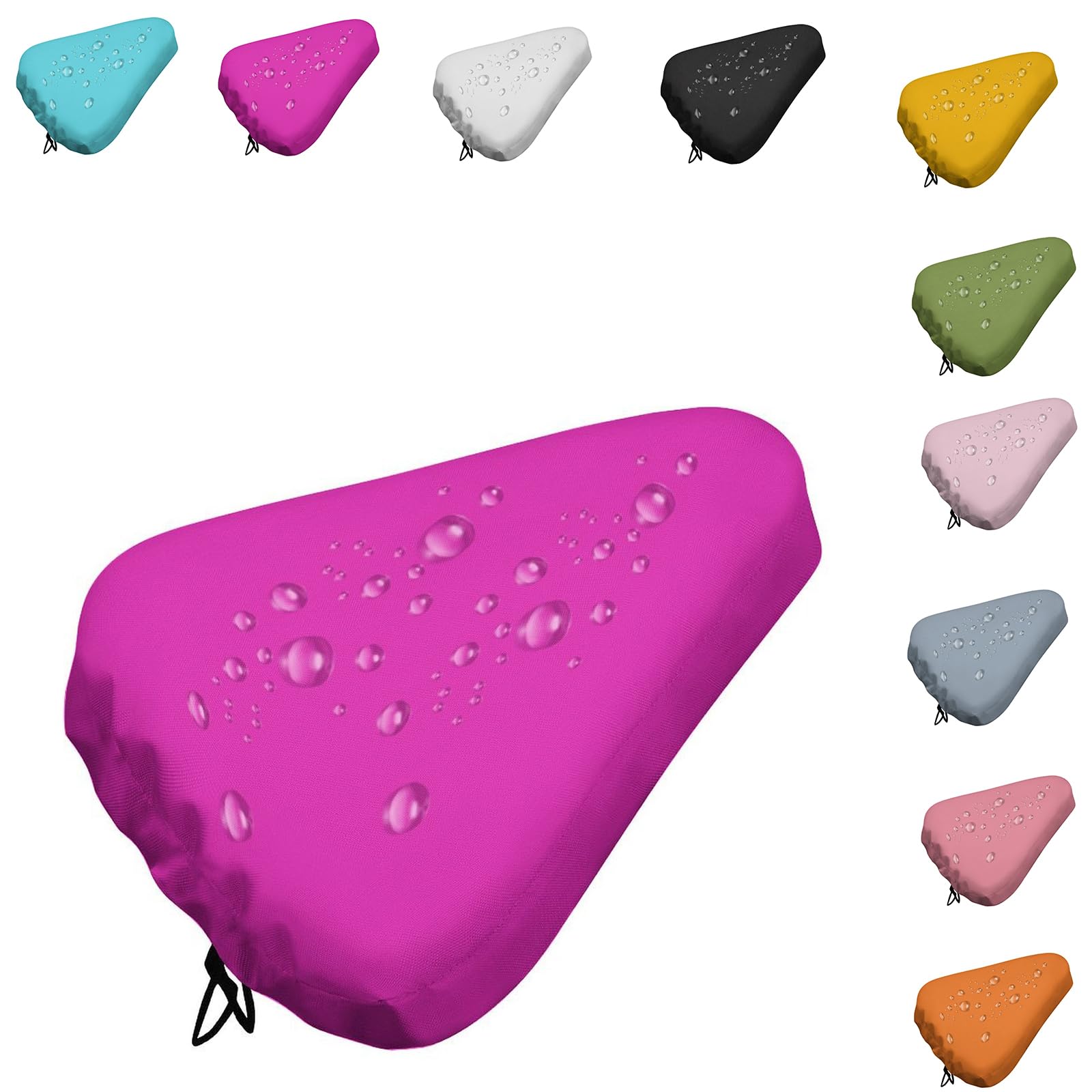 Mateju Waterproof Bike Seat Cushion Covers, Solid Color Bicycle Saddle Covers, Bicycle Seat Cushion Protector with Drawstring for Mountain & Road Bike Cycling (Purple,1 piece)