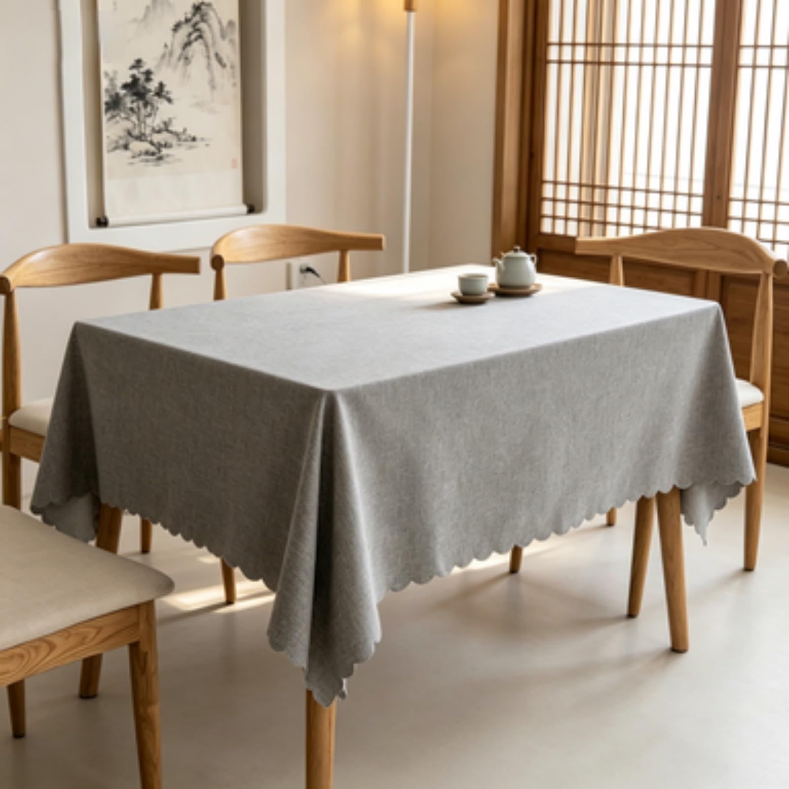 Rcyongq Grey Table Cover Wipe Clean Tablecloth Water Resistant, Wipeable Tablecloth Wipeable Durable Scratch Resistant, Washable For Coffee Kitchen Small Tabletop Decoration(Gray,130X240cm)