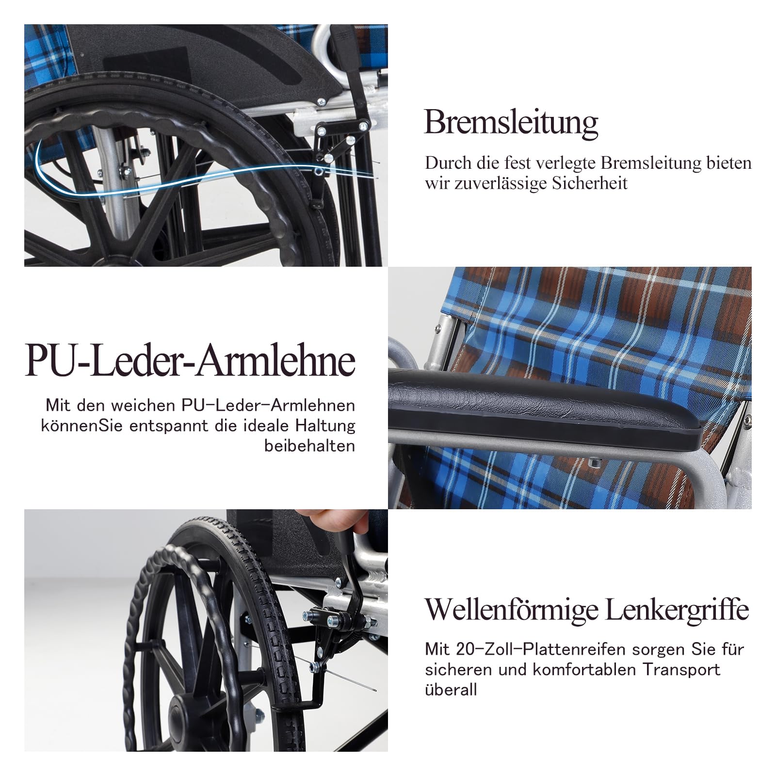 Care Parents Rollstuhl, selbstfahrend, leicht und faltbar, 9,7 kg,Aluminium,Sitzbreite:42cm,pannensichere Reifen,Rückenlehne,für Senioren und Behinderte, bis 100 kg(CP-L33)
