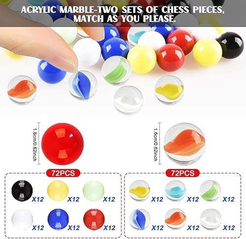 Miniatura 4 de Juego de mesa extragrande de madera de 16.5 pulgadas con cajones, 120 canicas coloridas para hasta 6 jugadores, juego de estrategia clásico para