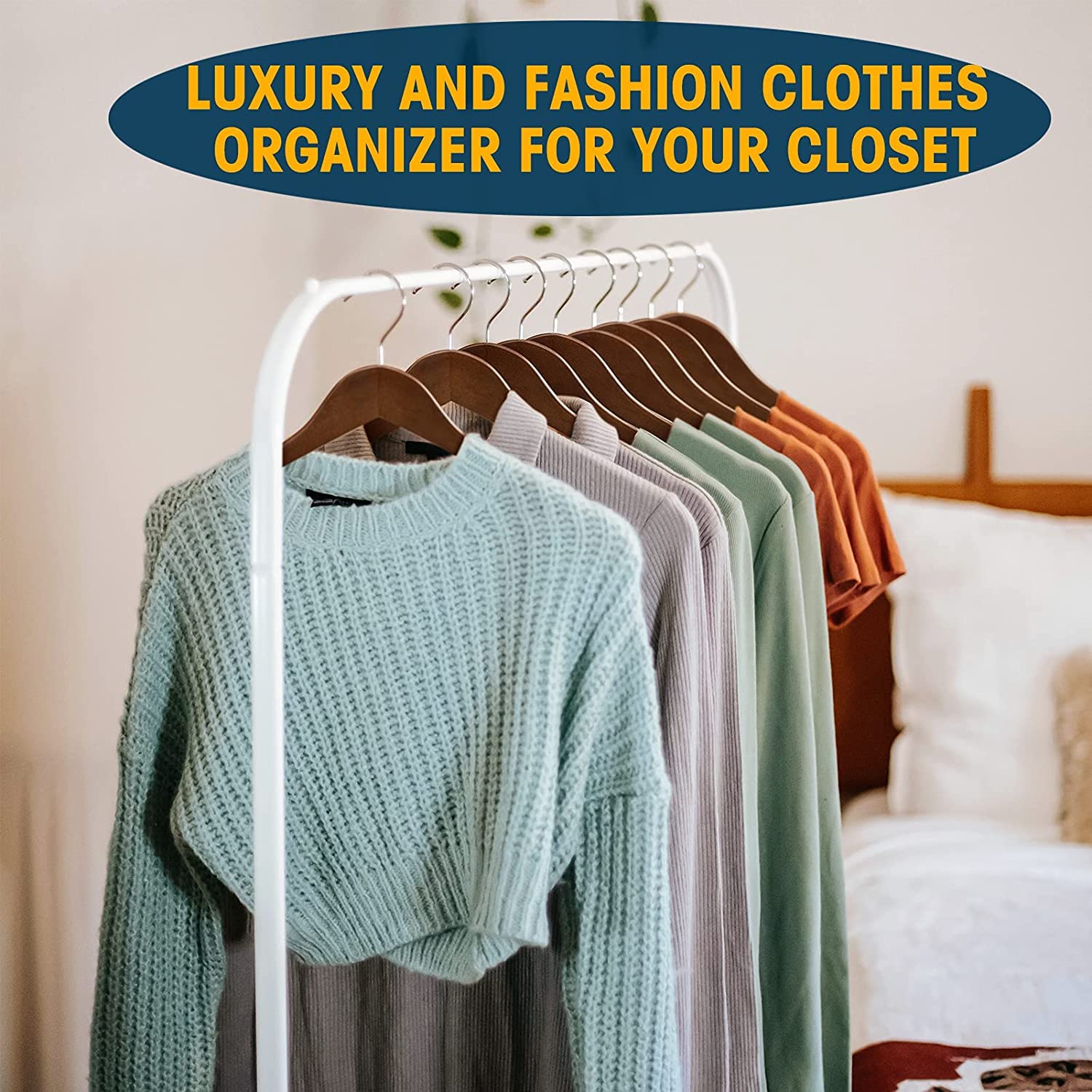 Evolluxi Lotus Wooden Hangers, Solid Wood Shirt Hangers,Dress Coat Jacket Clothes Hangers,with Extra Smooth Finish, 360 Degree Swivel Hook(Retro) (Walnut, 6) 4