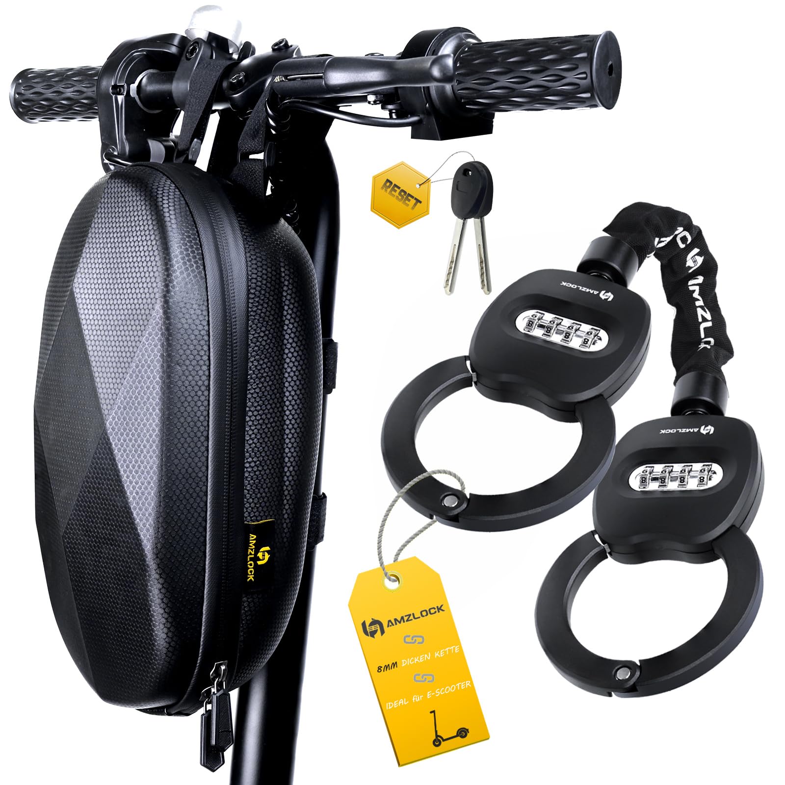 AMZLOCK Cadena Seguridad Scooter Bicycle Lock Anti-Theft Lock with 8mm