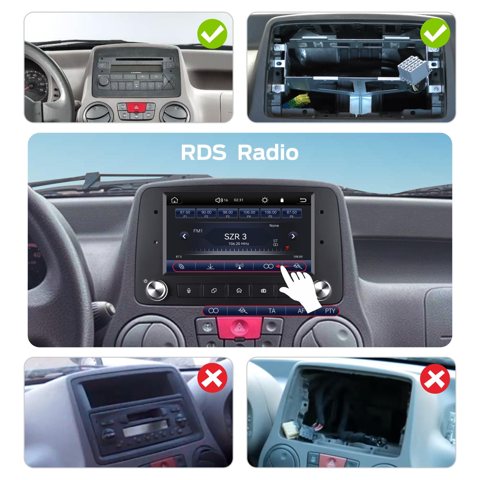 Autoradio Linux Avvio Lampo Compatibile Fiat Panda 169 2003-2012 | Installazione Rapida | CarPlay/Android Auto Wireless/FM/AM/RDS/USB | DSP 100W |