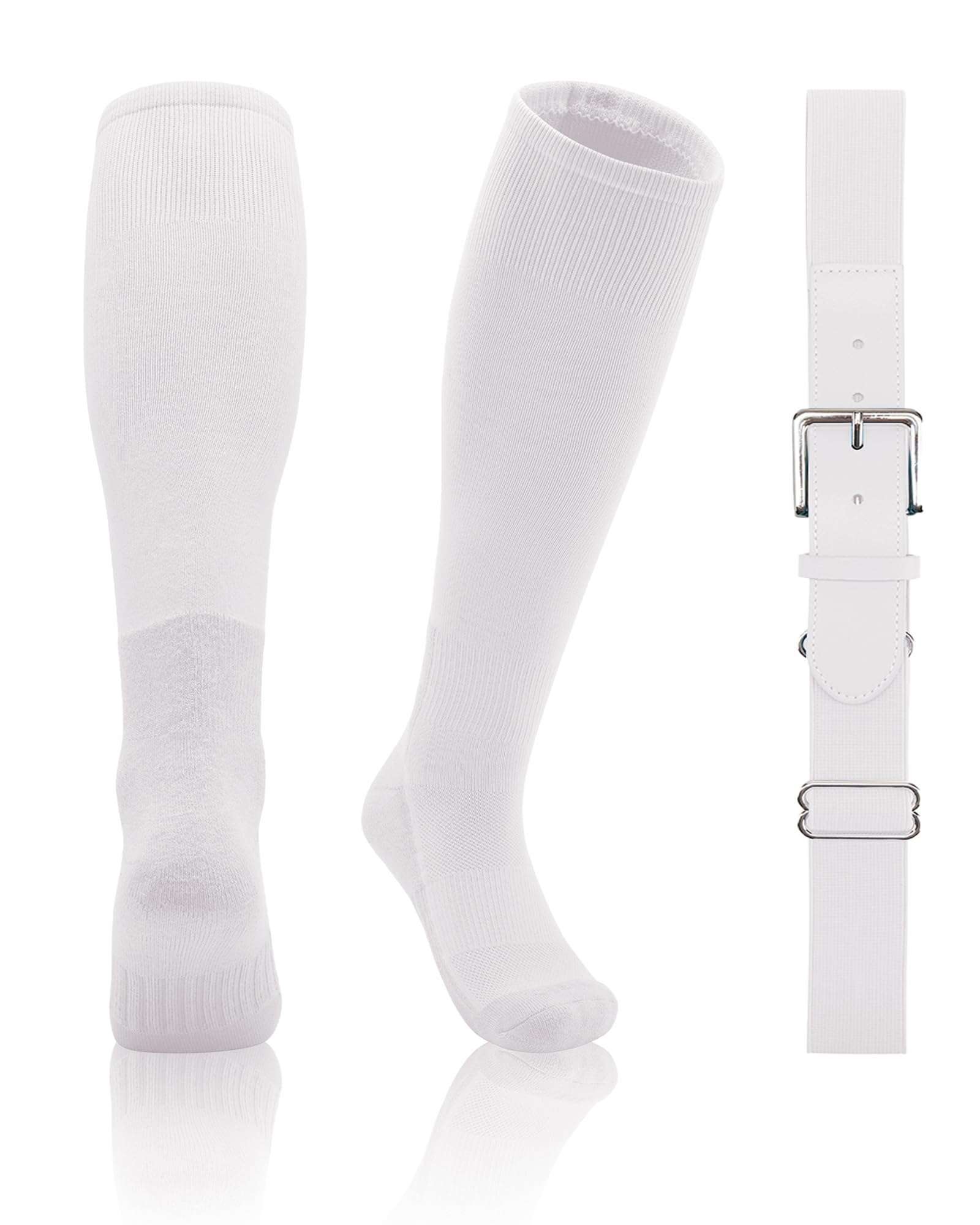 QBK 2T/3T/4T/5T Toddler Baseball Socks and Belt, 1 Pair of Socks &amp; 1 Belt